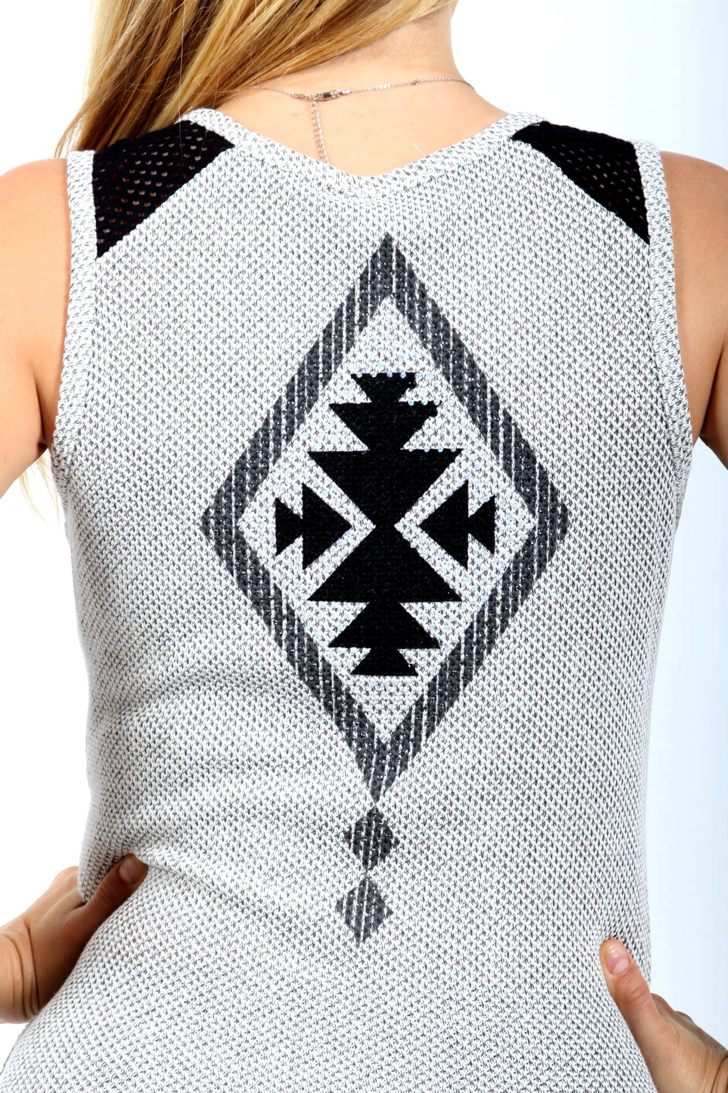 Embellished Aztec Printed Tank