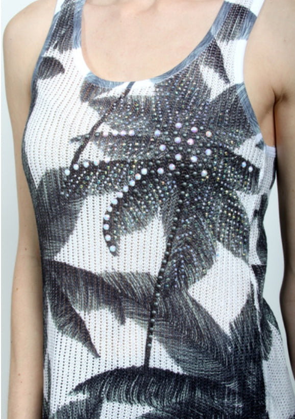 Palm Print Tunic Tank