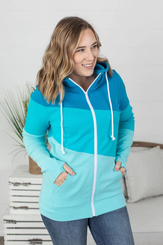 Colourblock Full Zip - Ocean Waves