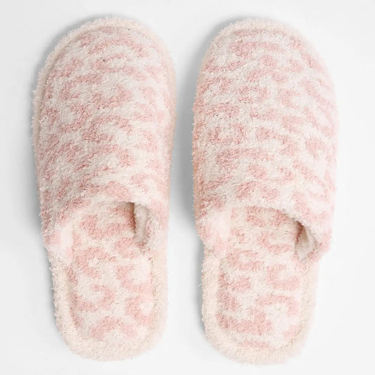 Fuzzy Leopard Slipper - Pink