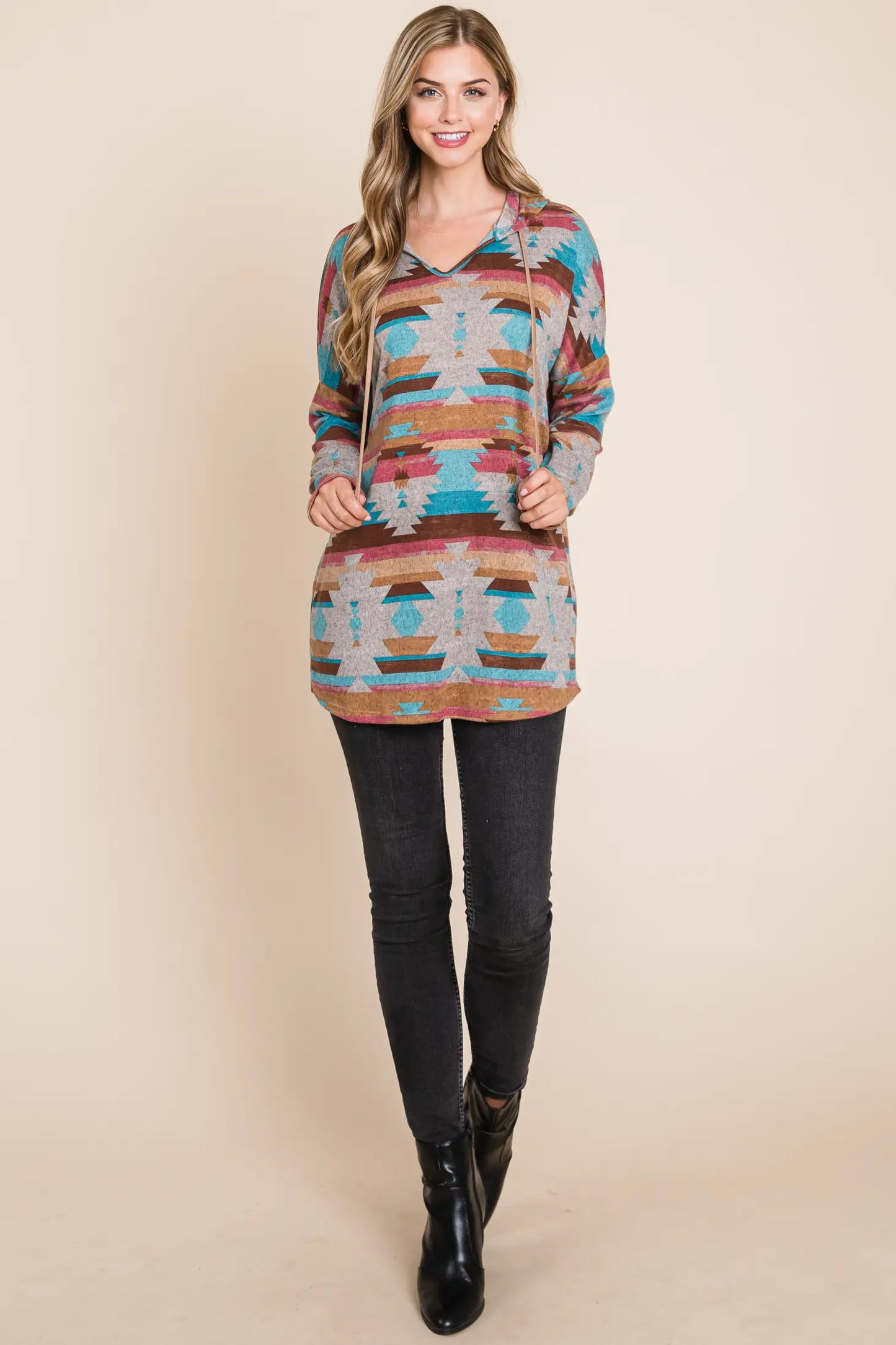 Aztec Tunic Hooded Pullover