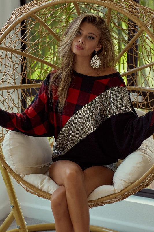 Festive Dolman Sequin Top