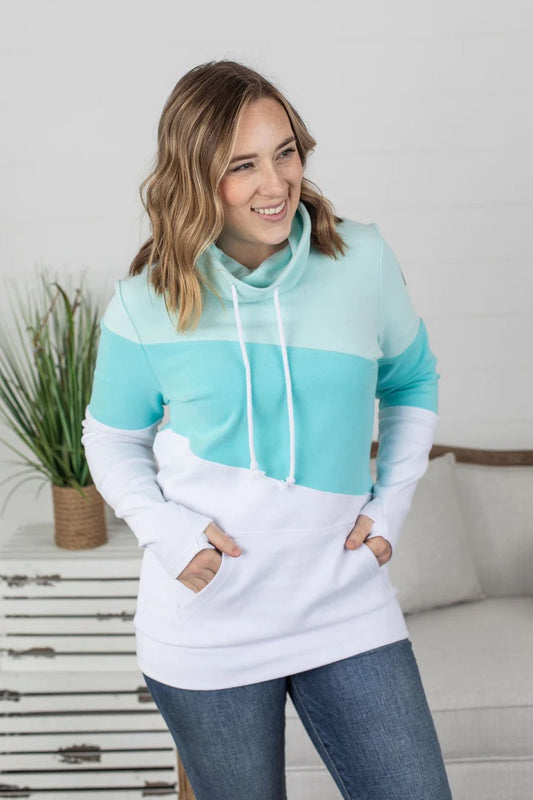 Colourblock Cowl Neck - Ocean Breeze