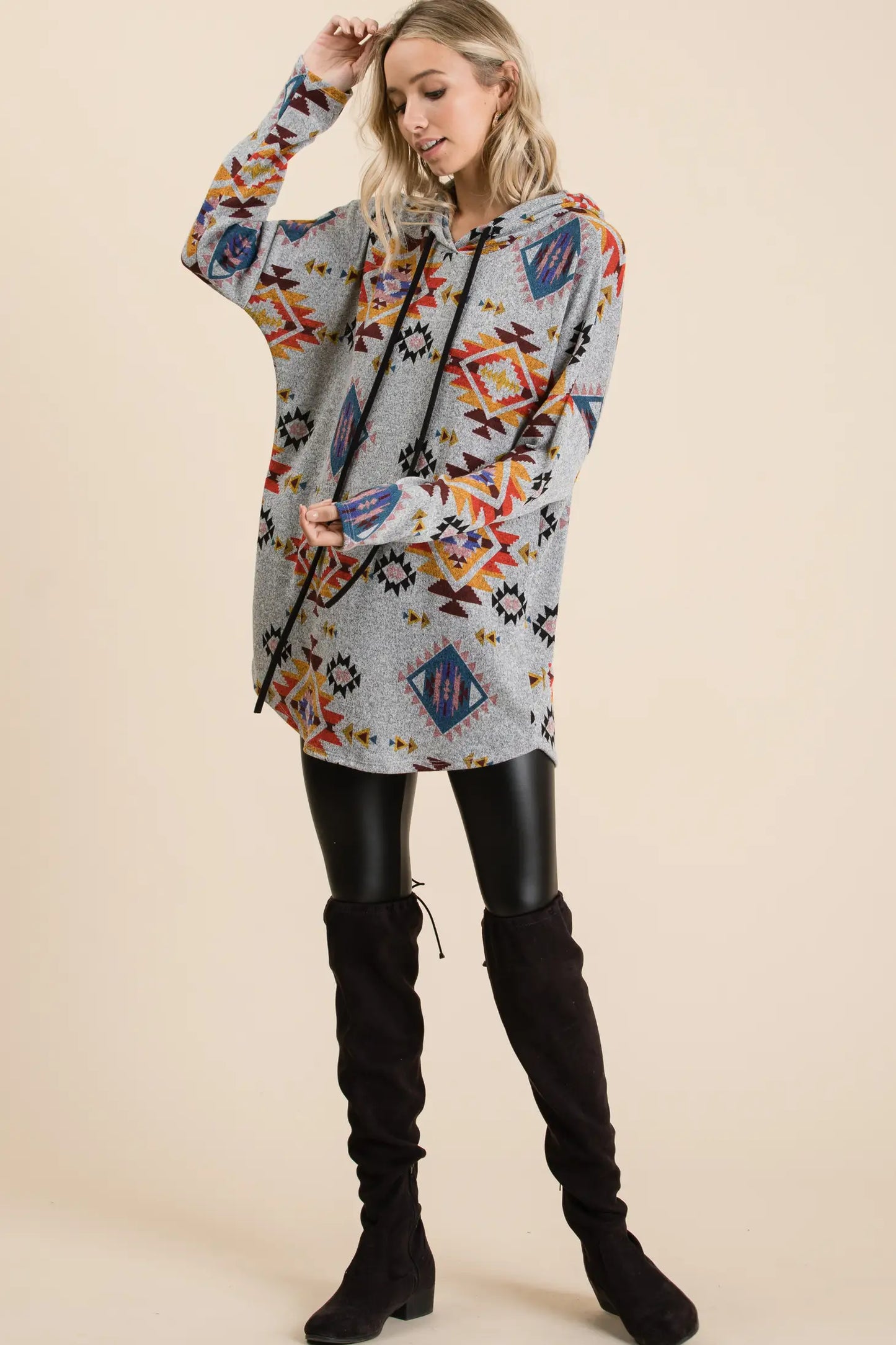 Heathered Gray Aztec Pullover