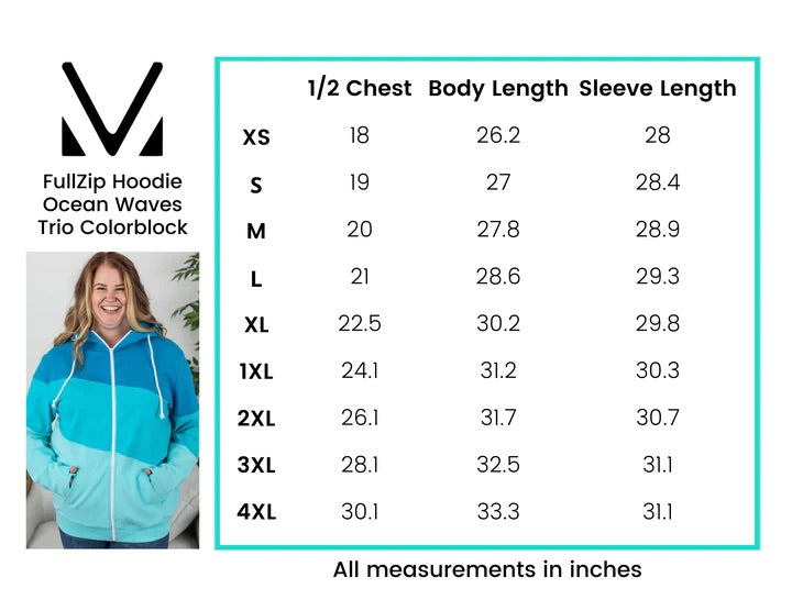 Colourblock Full Zip - Ocean Waves