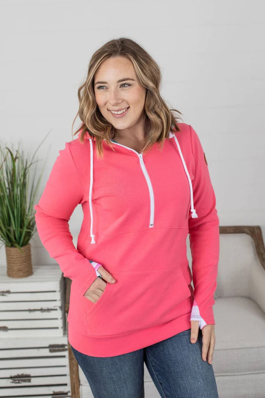 Half Zip Hoodie - Watermelon Stripes