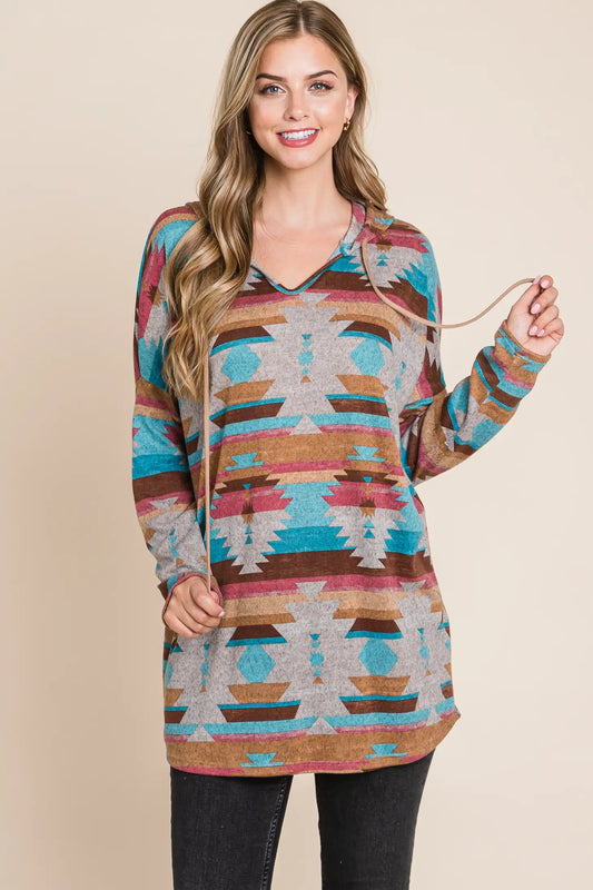 Aztec Tunic Hooded Pullover