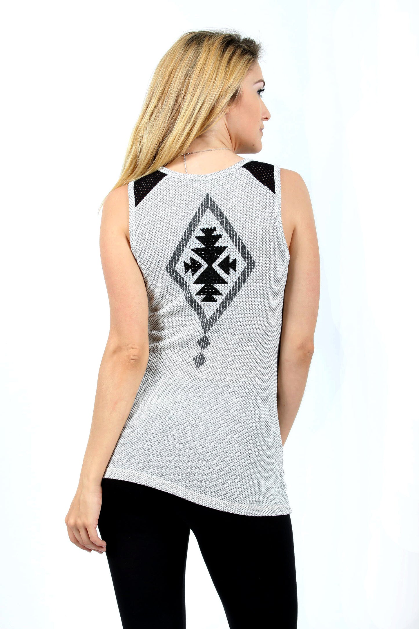 Embellished Aztec Printed Tank