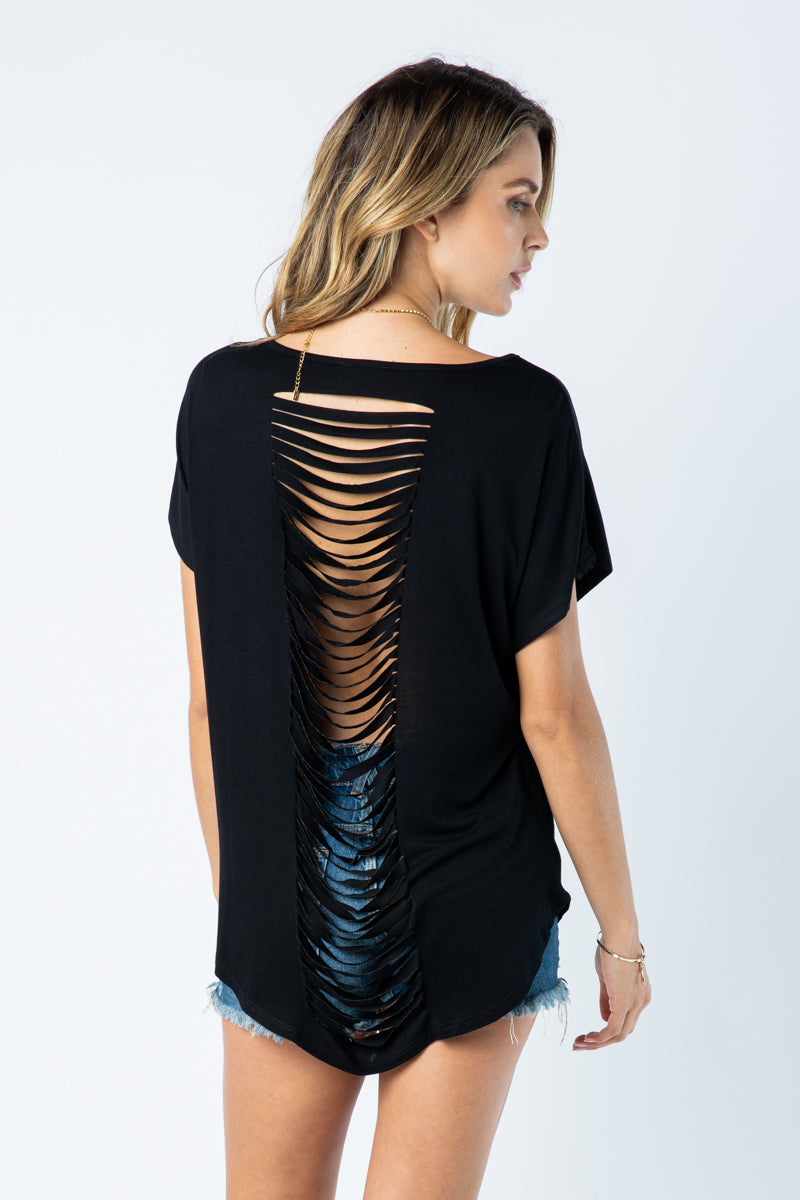 Laser Cut Open Back Tee
