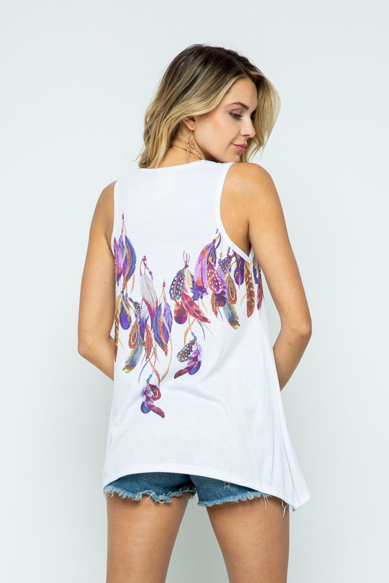 Feather Embellished Tunic Tank