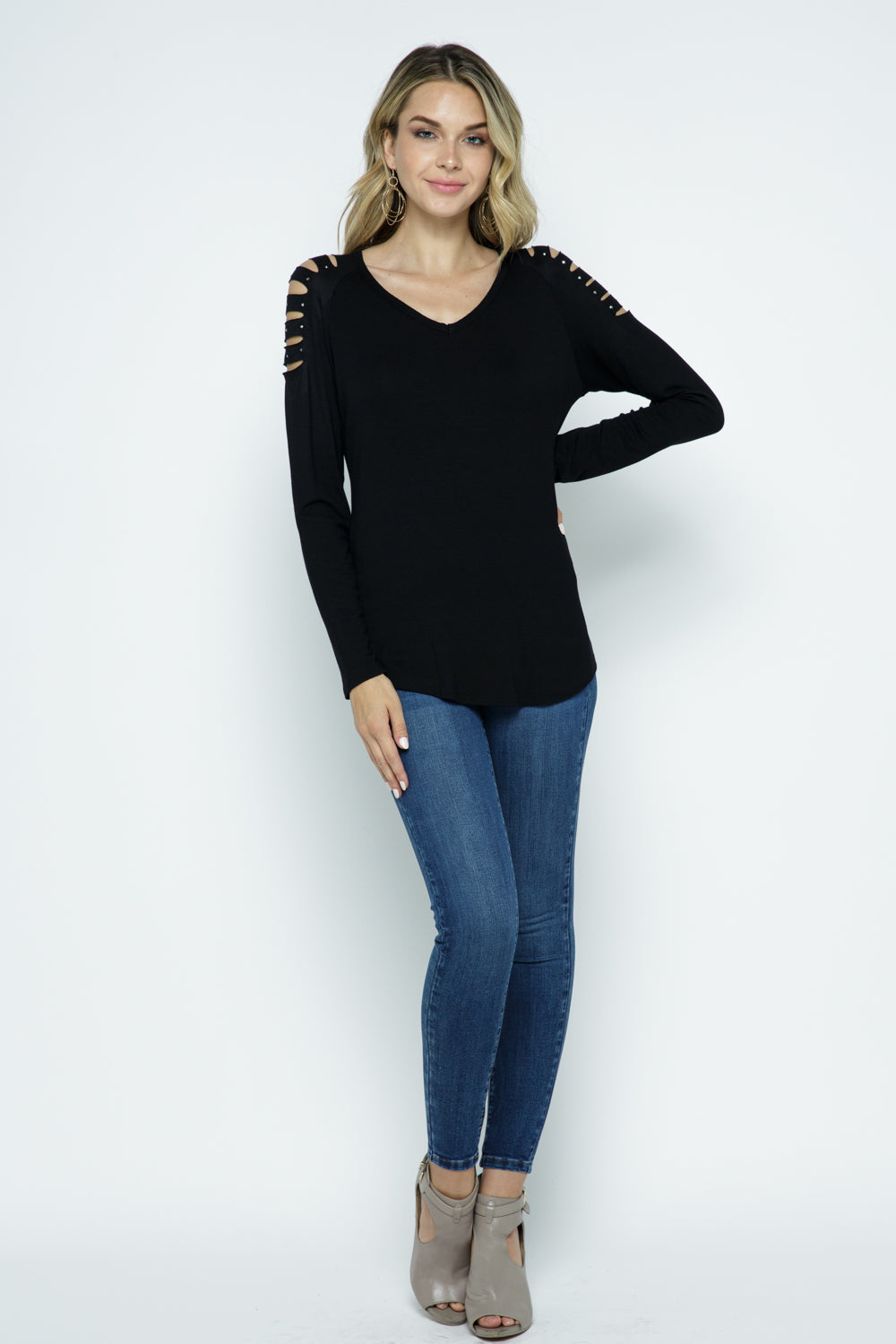 Long Sleeve Cut Out Top