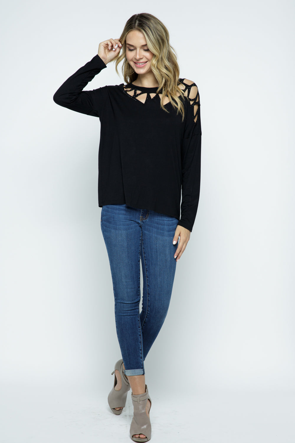 Long Sleeve Cut Out Top