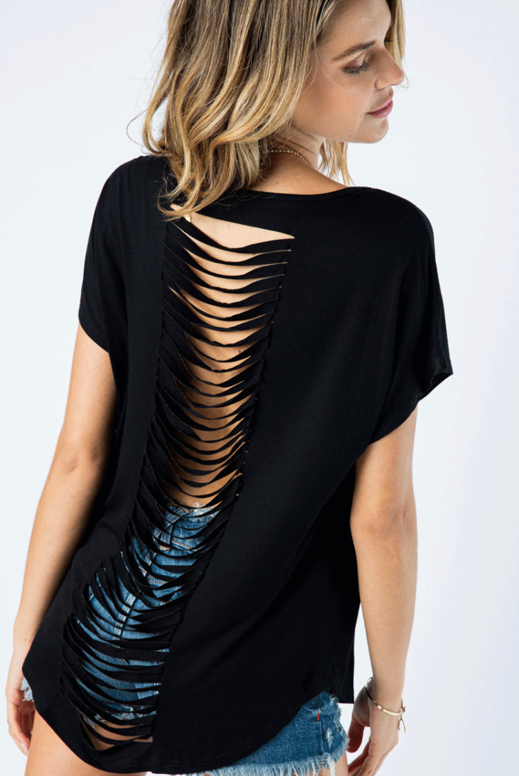 Laser Cut Open Back Tee