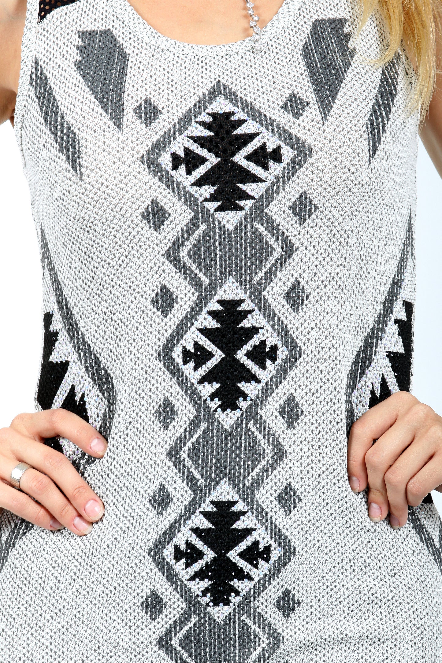 Embellished Aztec Printed Tank