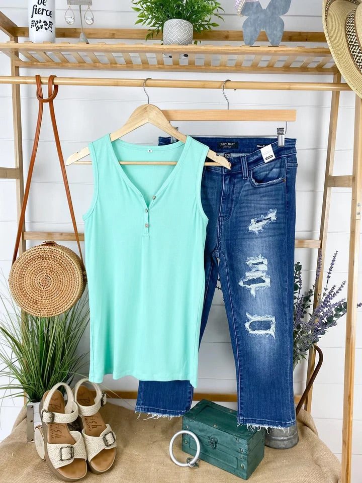 Bright Mint Henley Tank