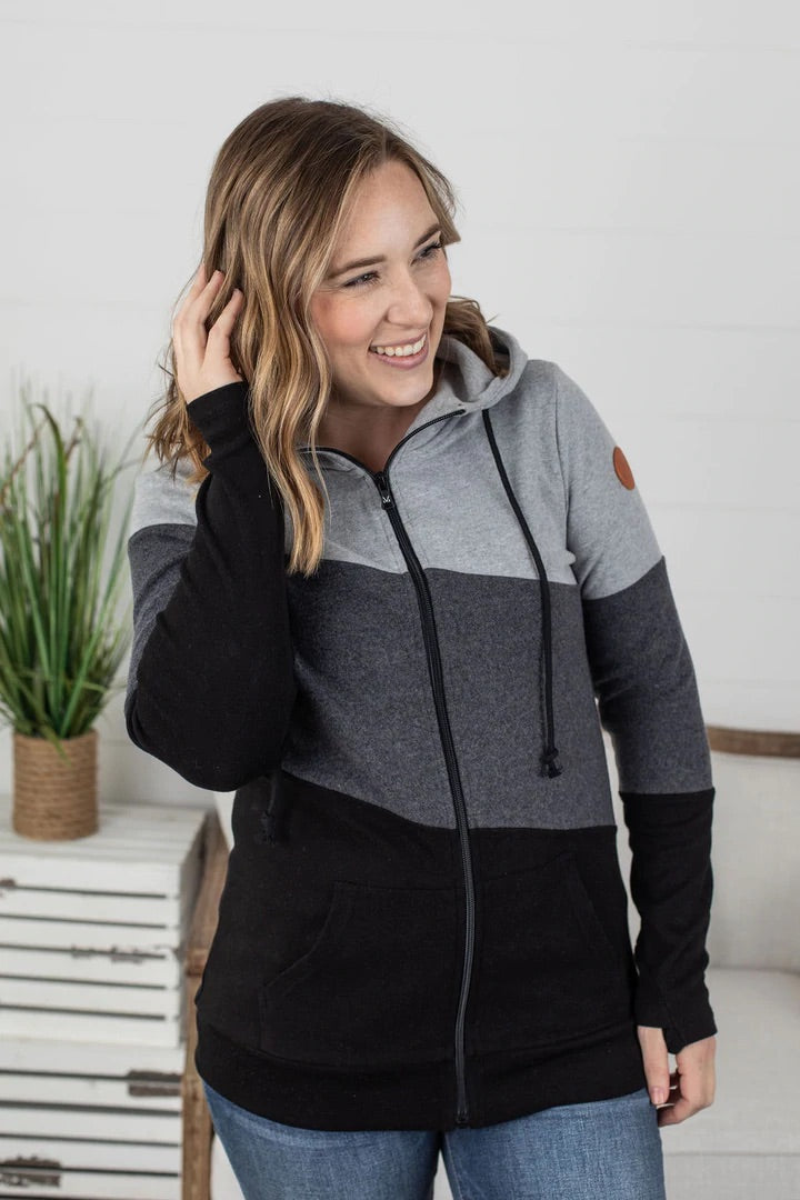 Colourblock Full Zip - Monochrome