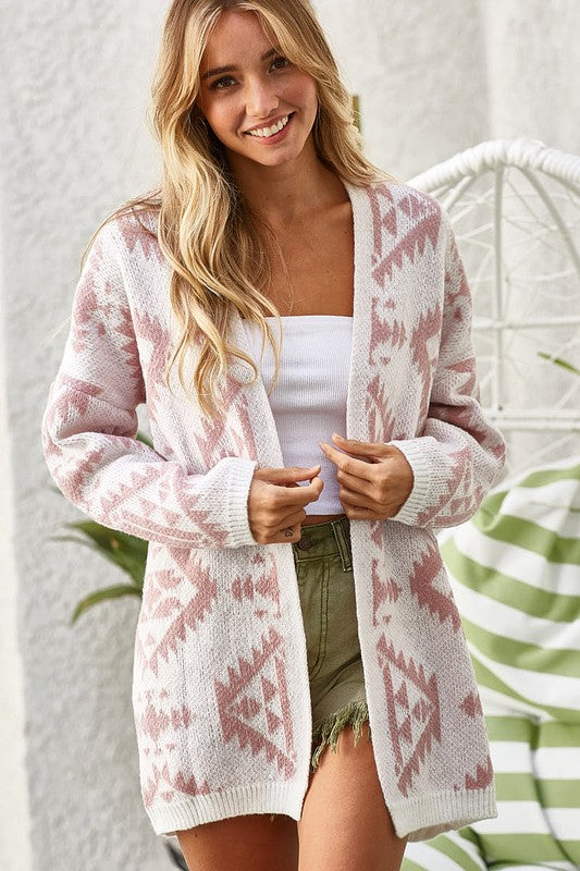 Pink White Cardigan