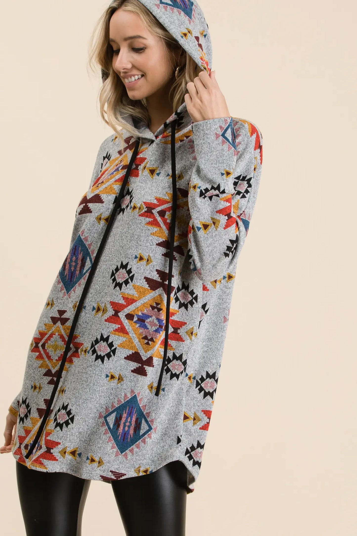 Heathered Gray Aztec Pullover