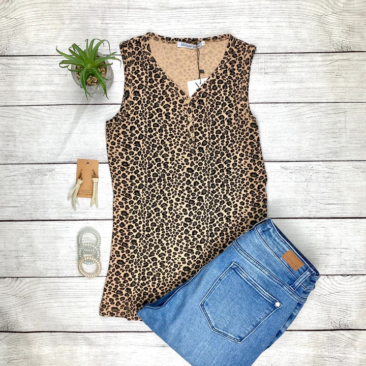 Leopard Print Henley Tank