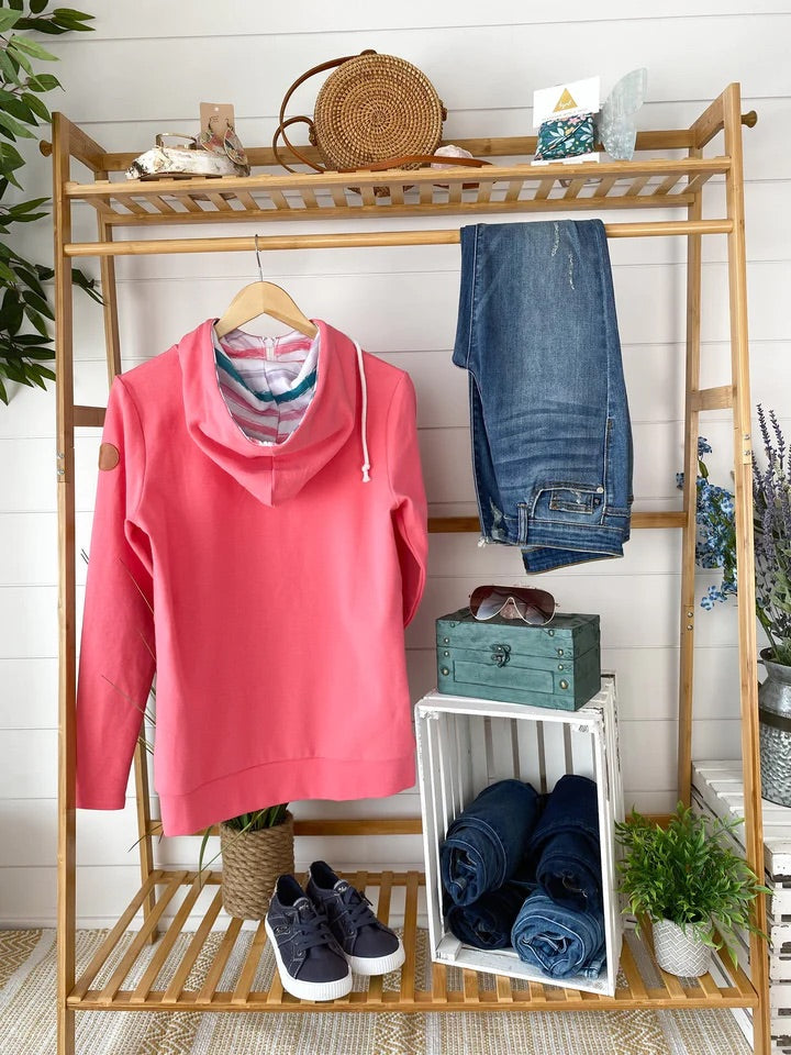 Half Zip Hoodie - Watermelon Stripes