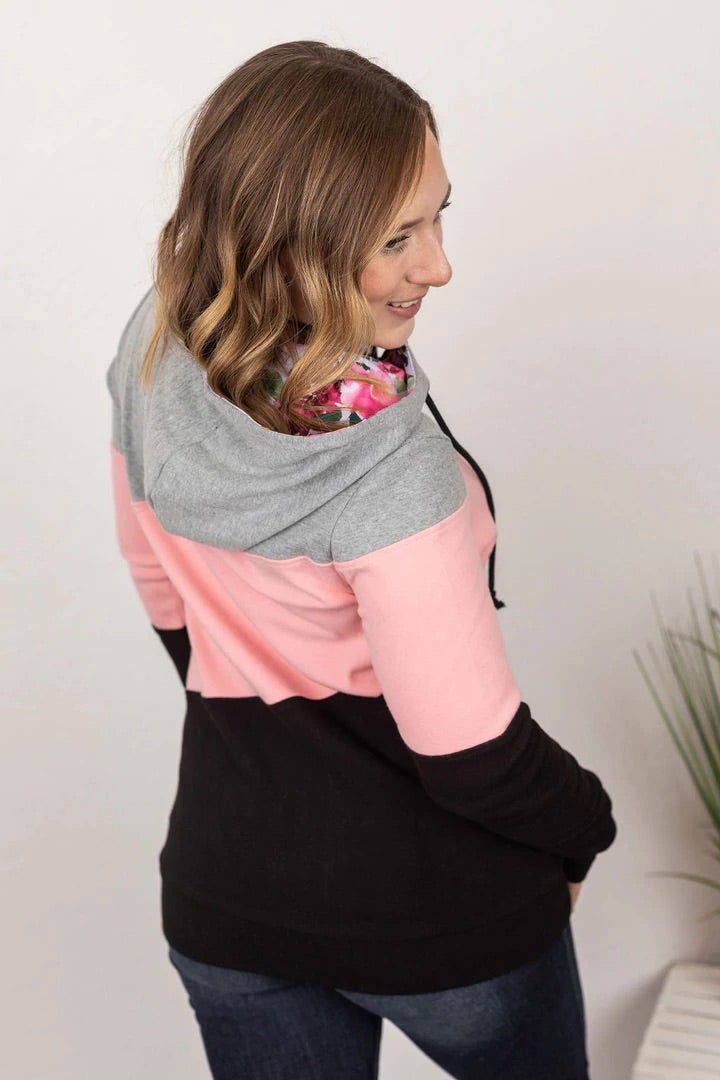 Colourblock Full Zip - Floral Accent