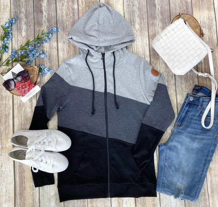 Colourblock Full Zip - Monochrome