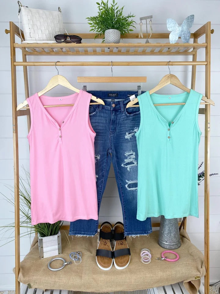 Bright Mint Henley Tank
