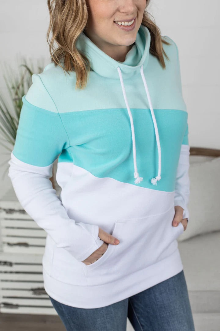 Colourblock Cowl Neck - Ocean Breeze