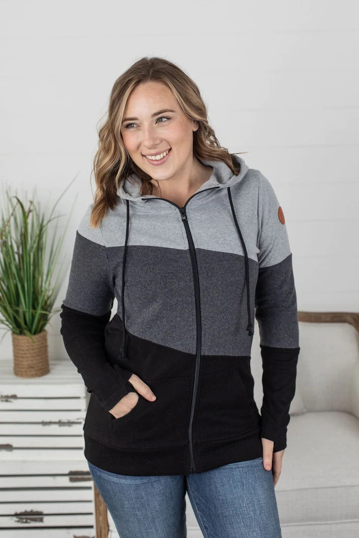 Colourblock Full Zip - Monochrome