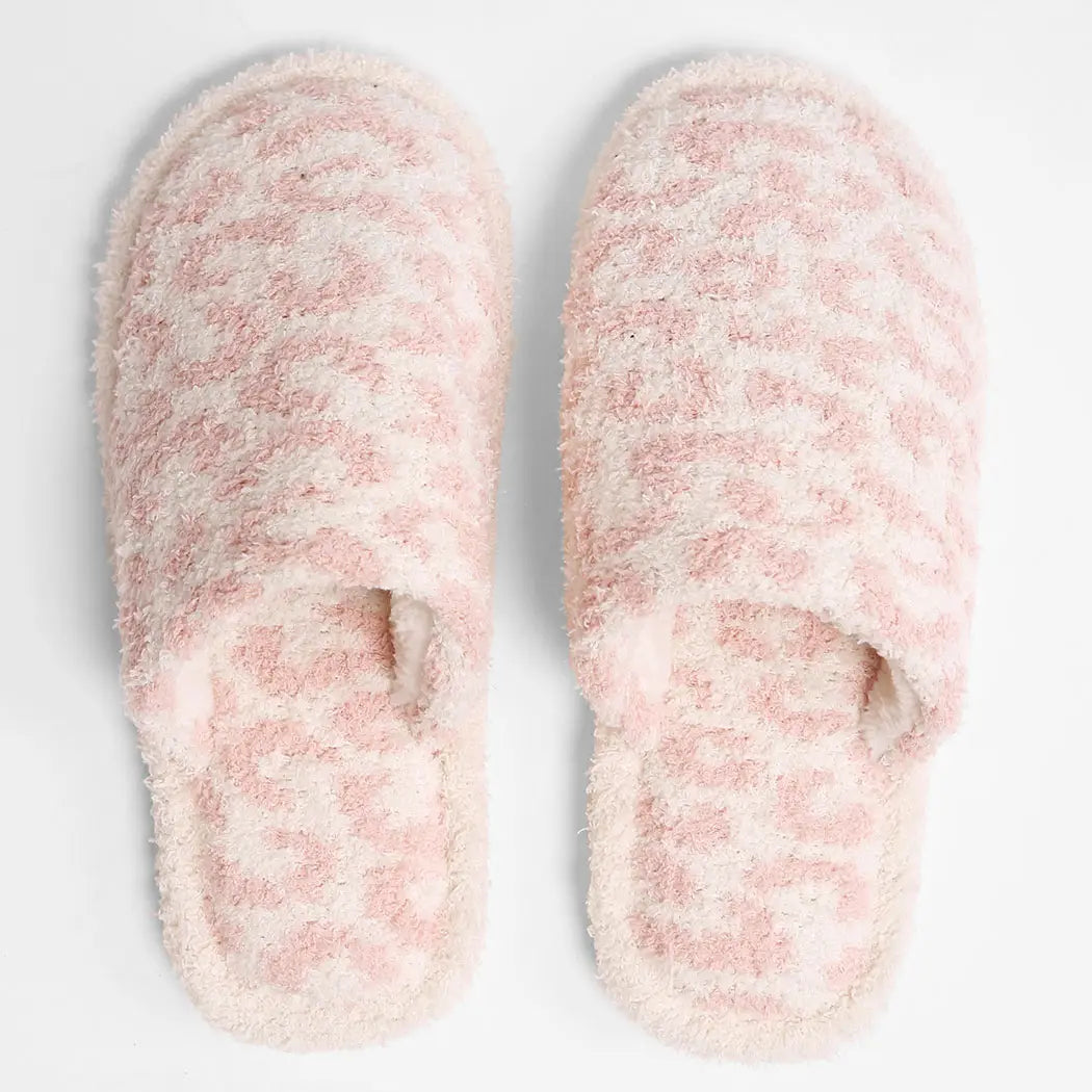 Fuzzy Leopard Slipper - Pink