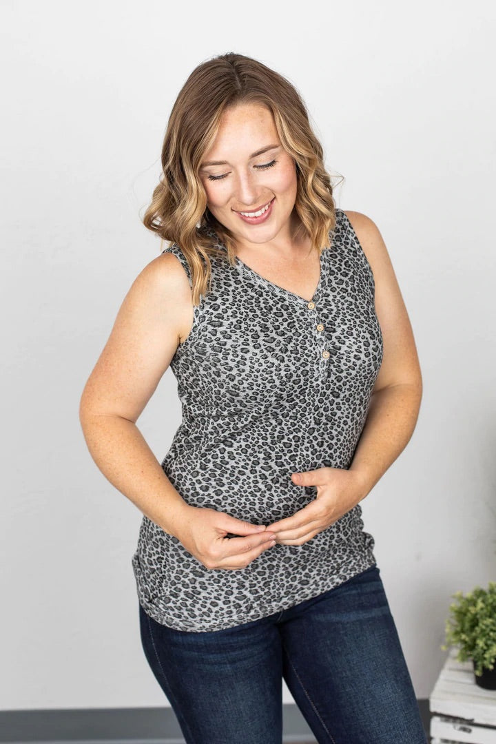Leopard Print Henley Tank