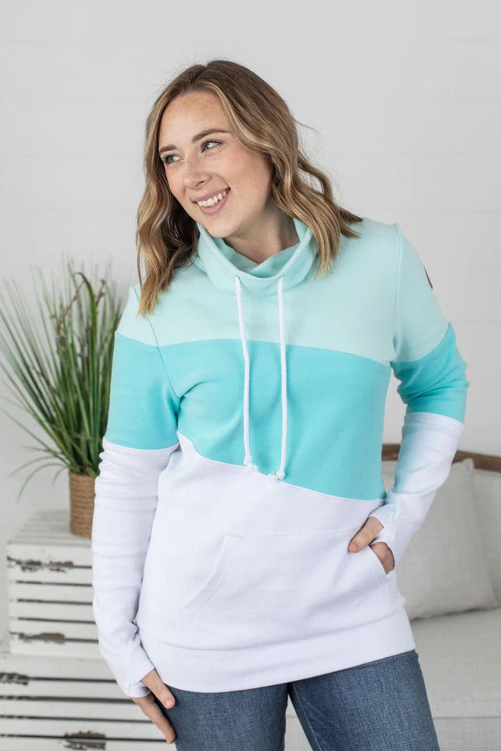 Colourblock Cowl Neck - Ocean Breeze