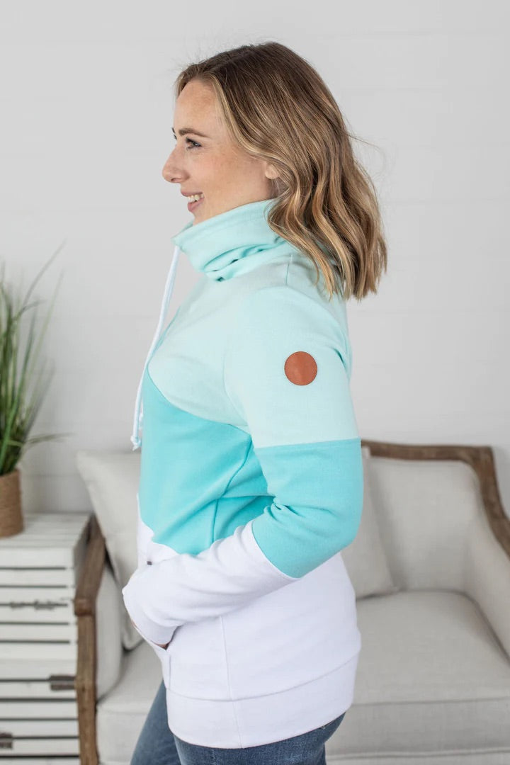 Colourblock Cowl Neck - Ocean Breeze