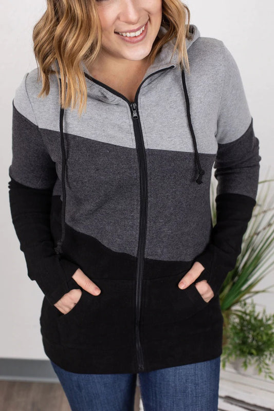 Colourblock Full Zip - Monochrome