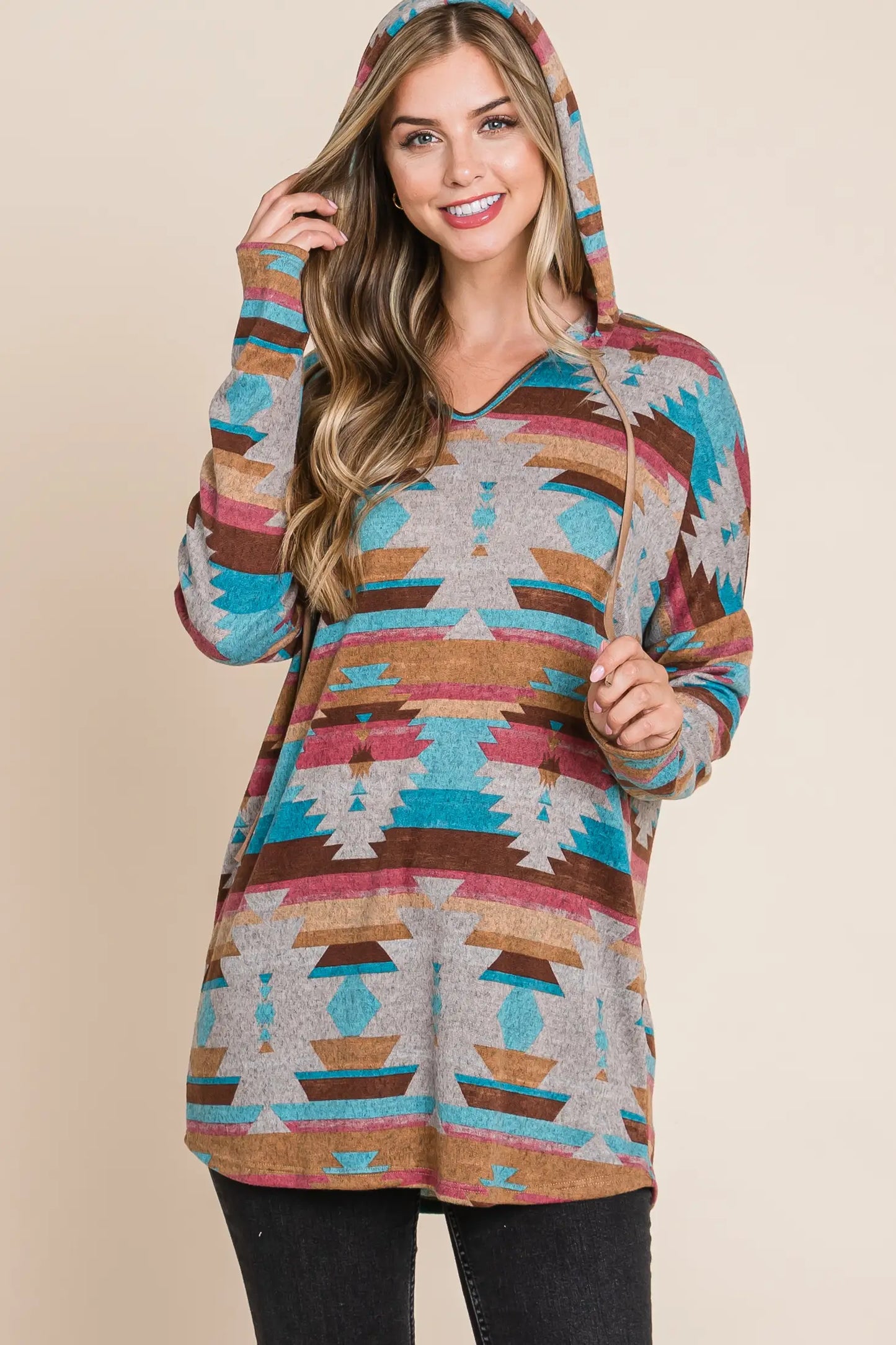 Aztec Tunic Hooded Pullover