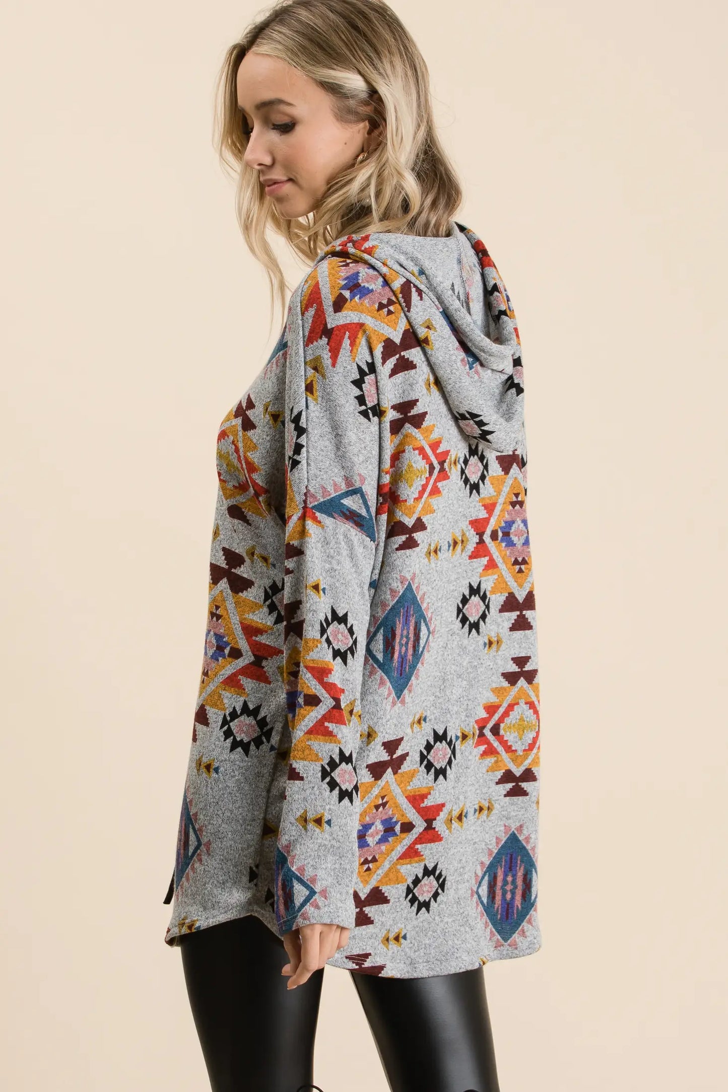 Heathered Gray Aztec Pullover