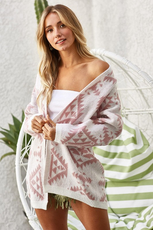 Pink White Cardigan