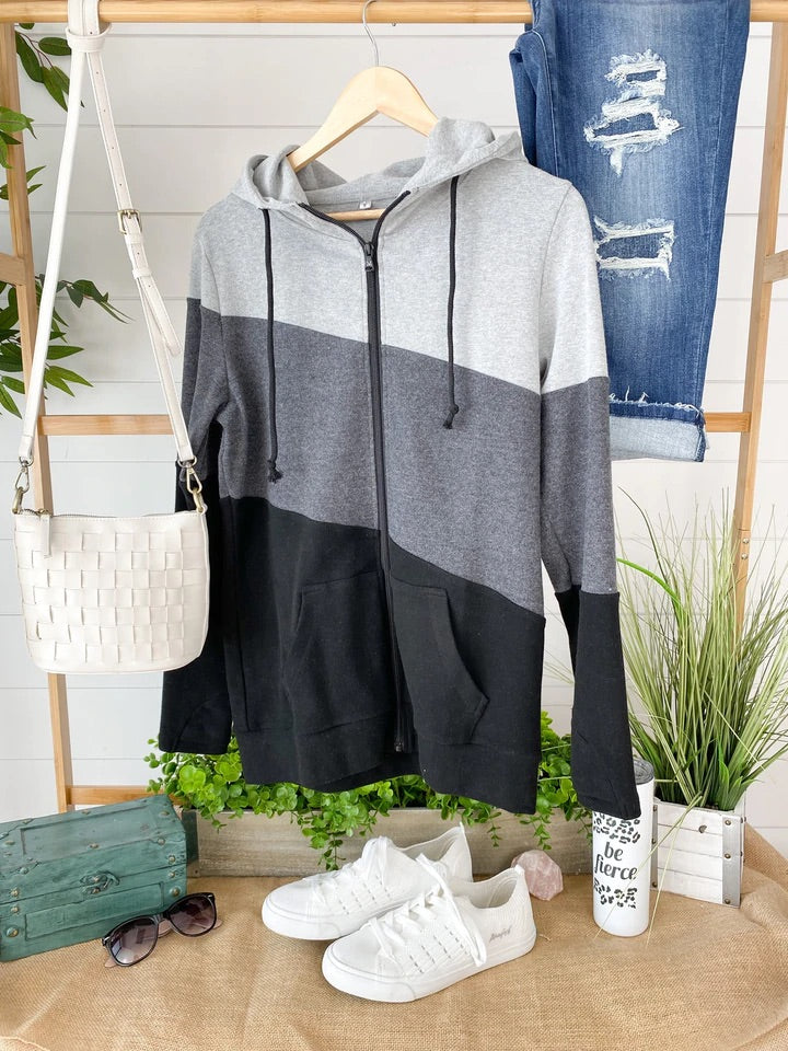 Colourblock Full Zip - Monochrome