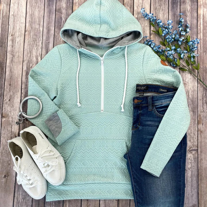 Half Zip Hoodie - Ocean Mist