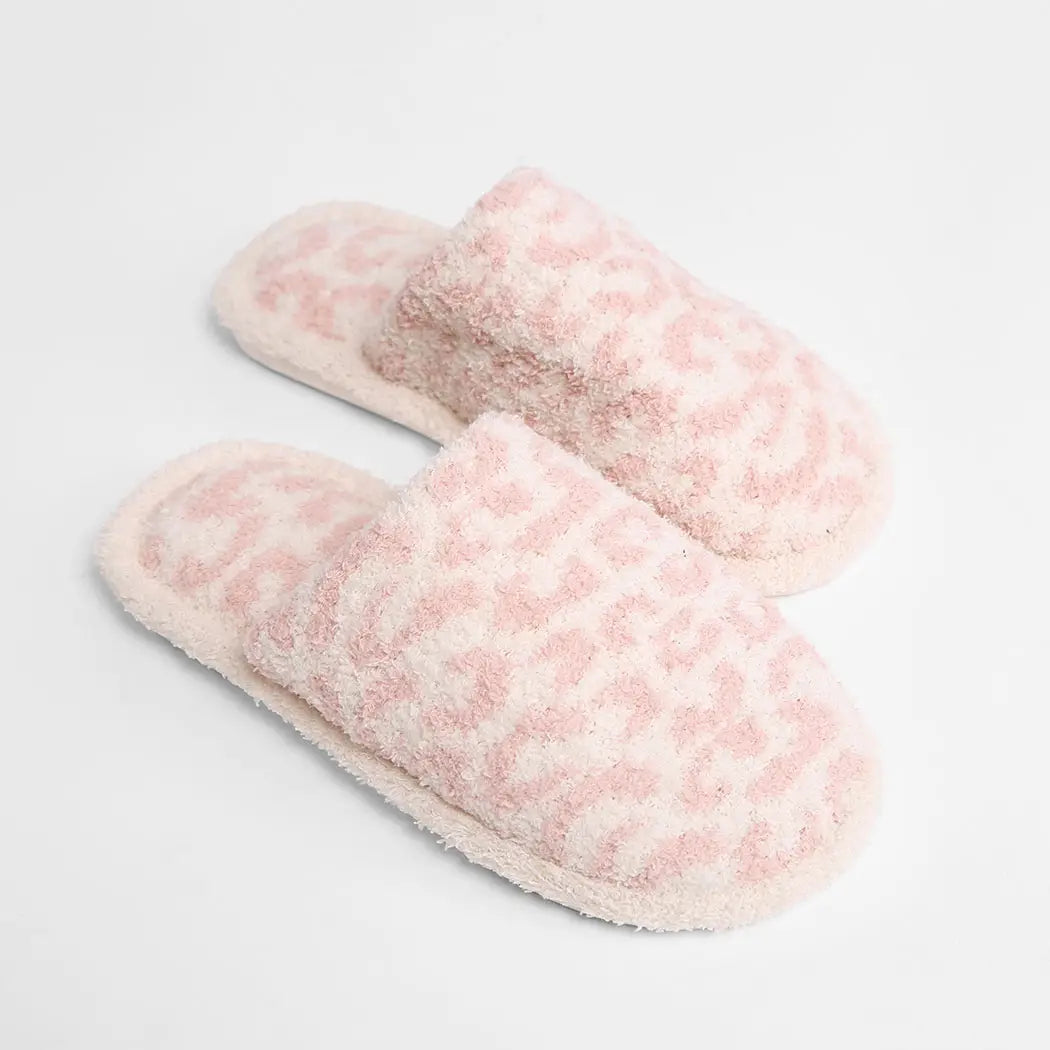 Fuzzy Leopard Slipper - Pink