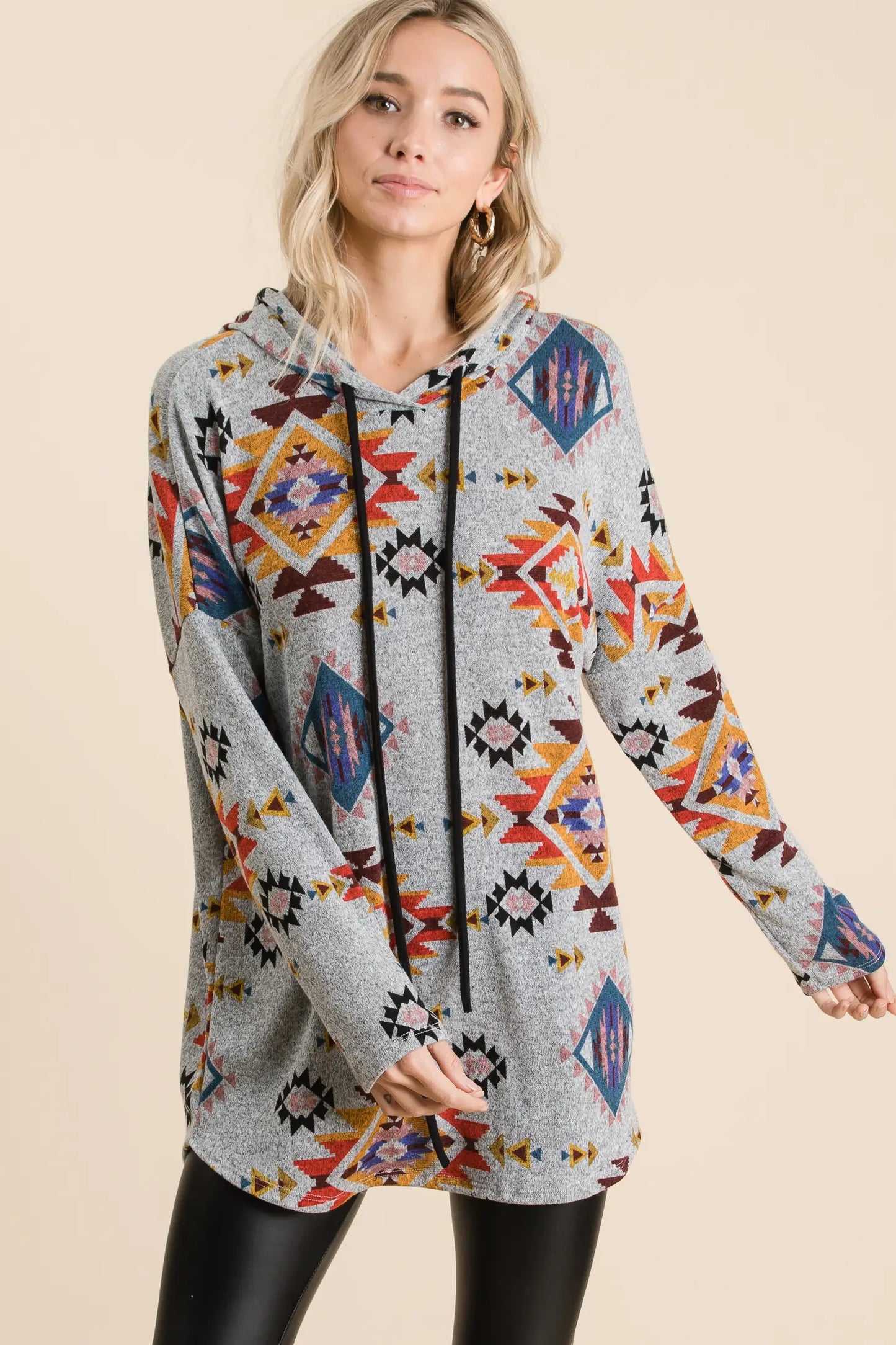 Heathered Gray Aztec Pullover
