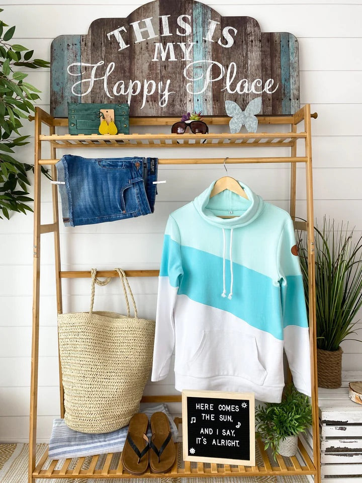 Colourblock Cowl Neck - Ocean Breeze
