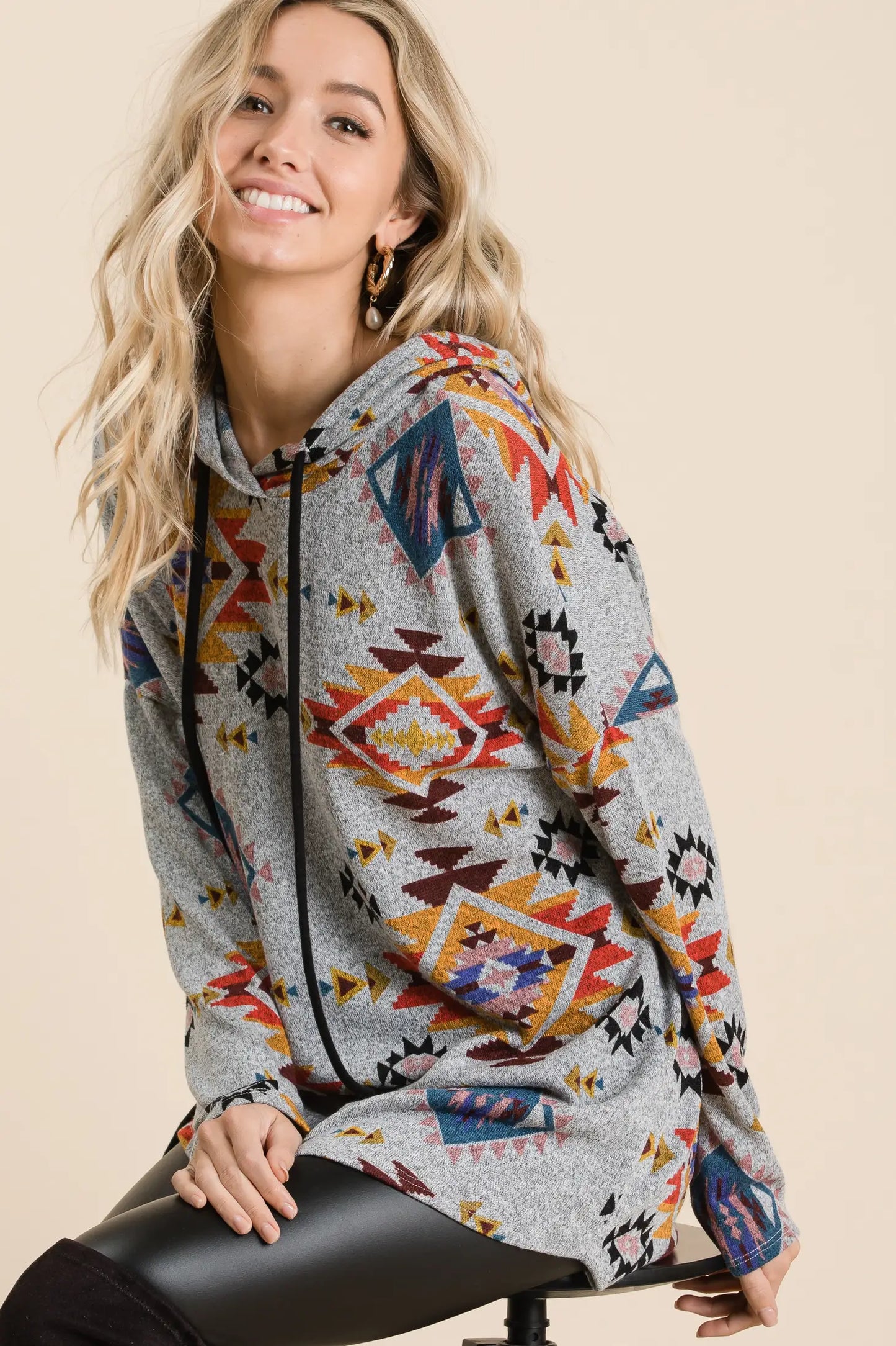 Heathered Gray Aztec Pullover