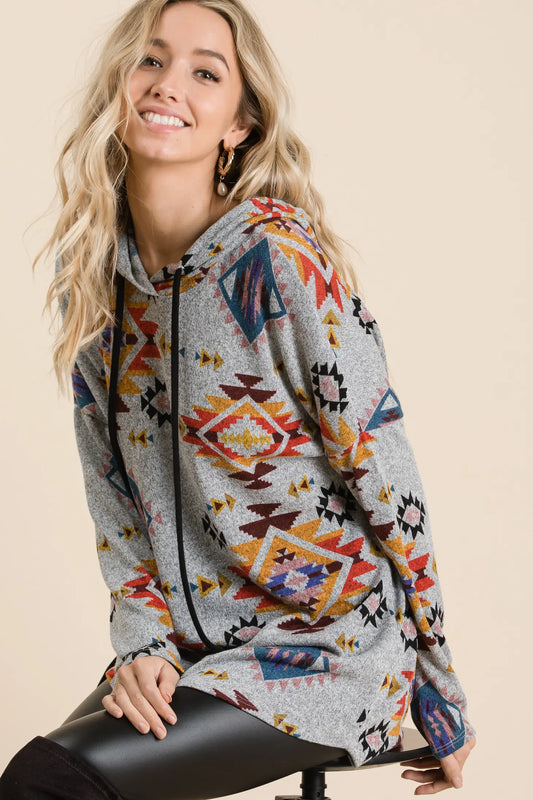 Heathered Gray Aztec Pullover