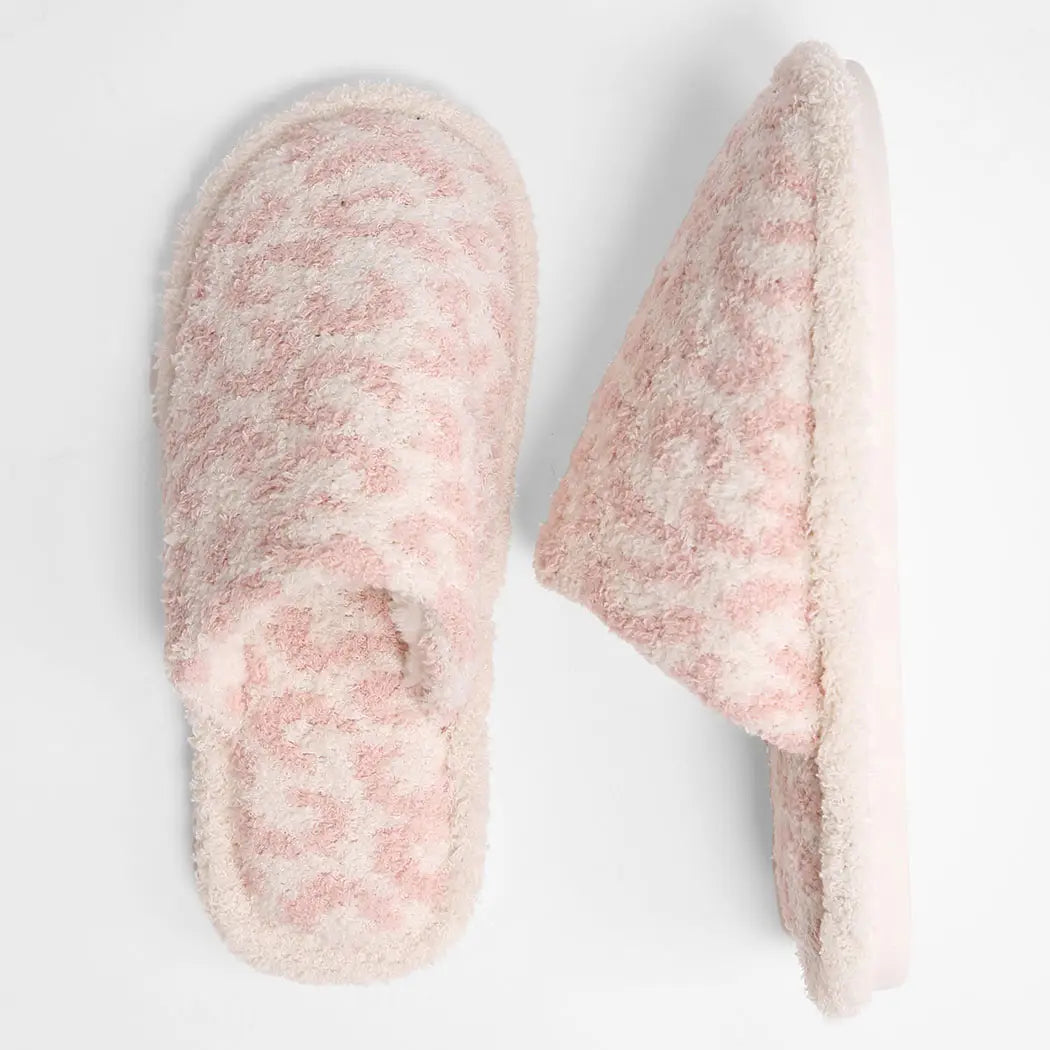 Fuzzy Leopard Slipper - Pink