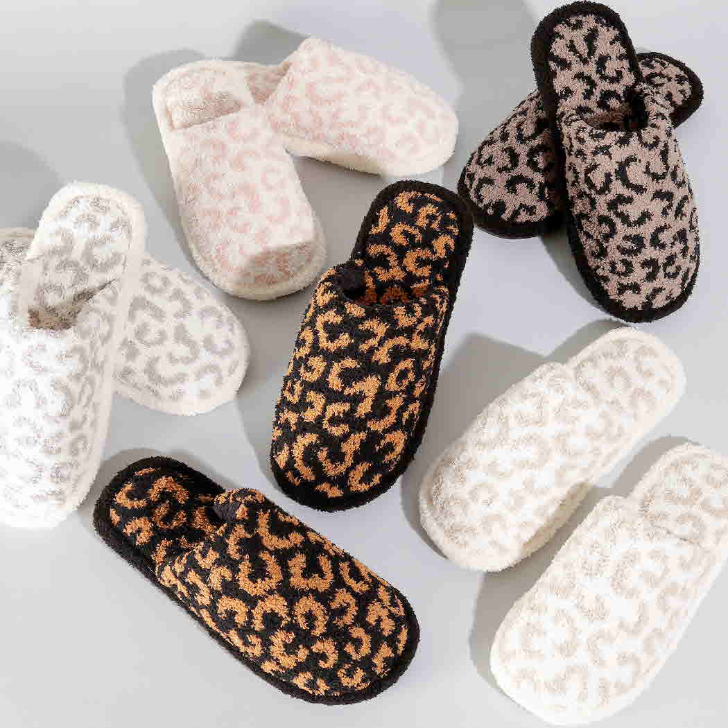 Fuzzy Leopard Slipper - Pink