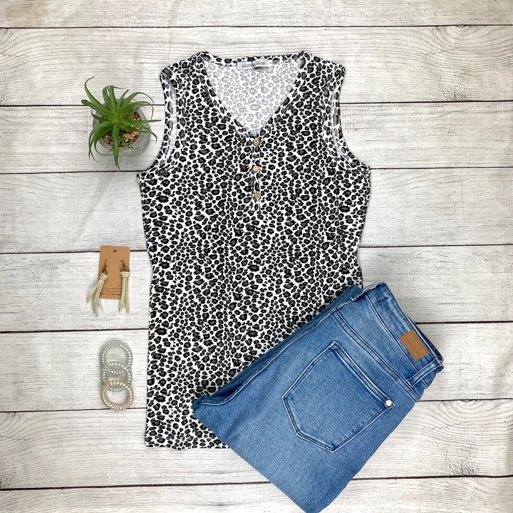 Leopard Print Henley Tank