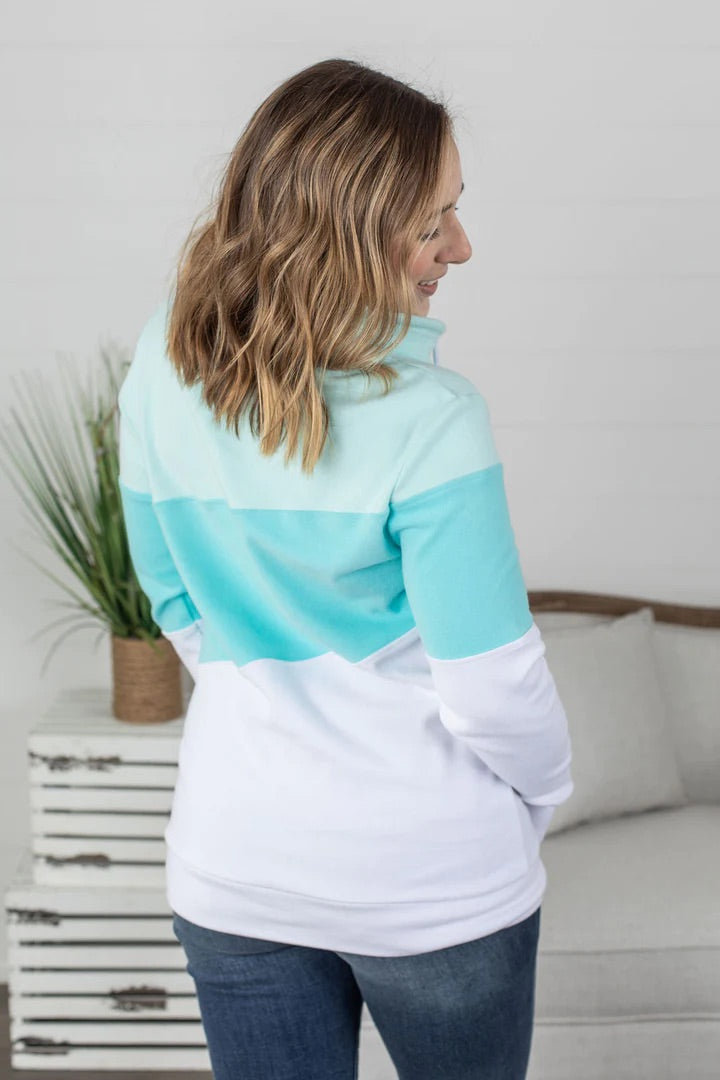Colourblock Cowl Neck - Ocean Breeze