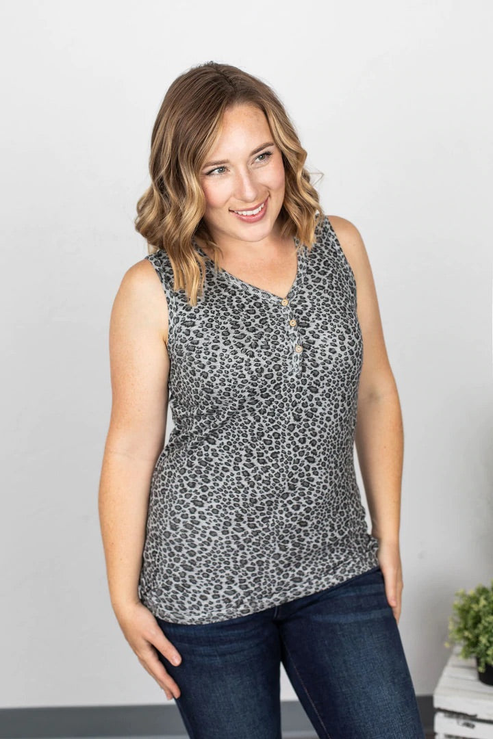 Leopard Print Henley Tank