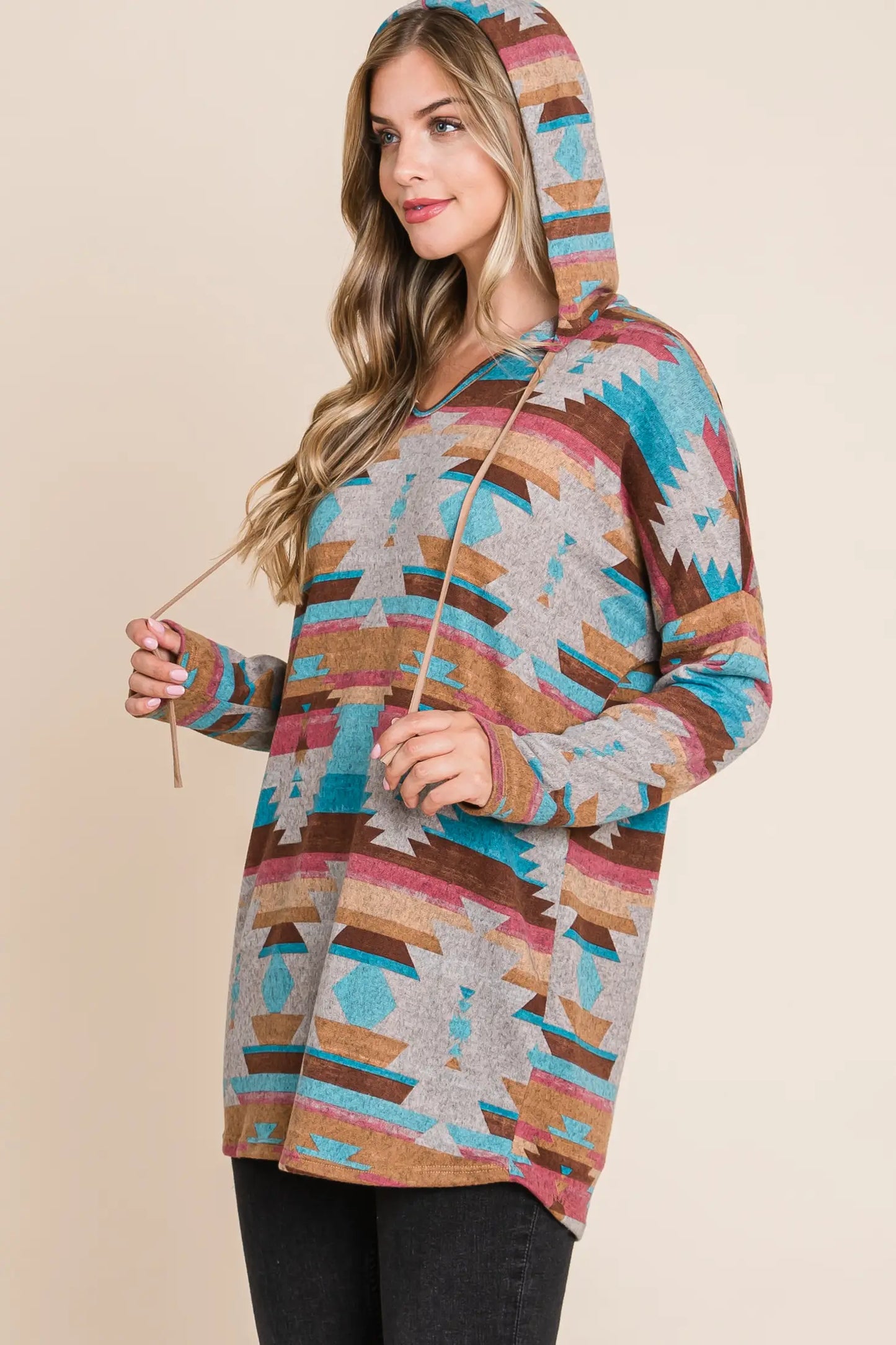 Aztec Tunic Hooded Pullover
